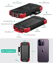 Load image into Gallery viewer, Solar Charger Power Bank, 10,000mAh Portable Wireless Charger with USB C Input/Output
