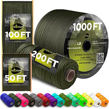 Load image into Gallery viewer, TECEUM Paracord Type III 550 Army Green – 100 ft – 4mm – Tactical Rope MIL-SPEC
