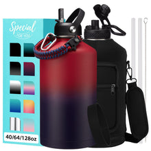 Load image into Gallery viewer, 40 oz Water Bottles Insulated - Wide Mouth Stainless Steel Water Bottle with Straw
