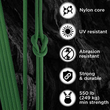 Load image into Gallery viewer, TECEUM Paracord Type III 550 Army Green – 100 ft – 4mm – Tactical Rope MIL-SPEC
