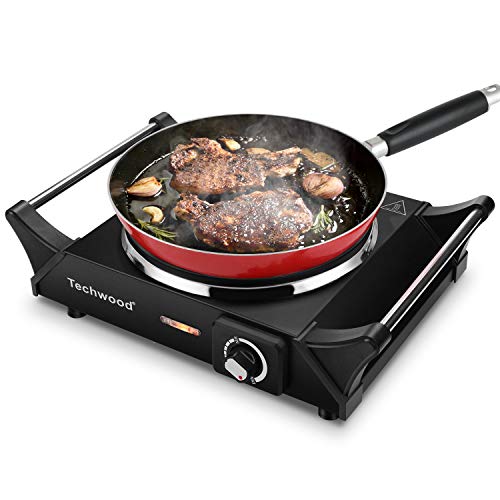 Hot Plate Portable Electric Stove 1500W Countertop Single Burner with Adjustable Temperature & Stay Cool Handles