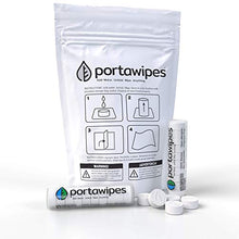 Load image into Gallery viewer, Portawipes Coin Tissues | 100 Pack with 2 Carrying Cases | Toilet Paper Tablets | Compressed Towels | Expandable Wipes | Soft &amp; Odor Free
