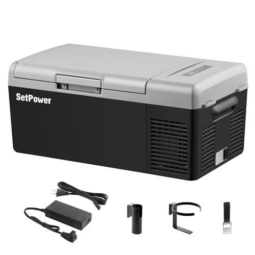 Setpower FC15 Portable Refrigerator Electric Cooler With AC Adapter,15L/15.8QT 12 Volt Car Refrigerator,