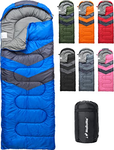 MalloMe Sleeping Bags for Adults Cold Weather & Warm - Backpacking Camping Bag for Kids 10-12