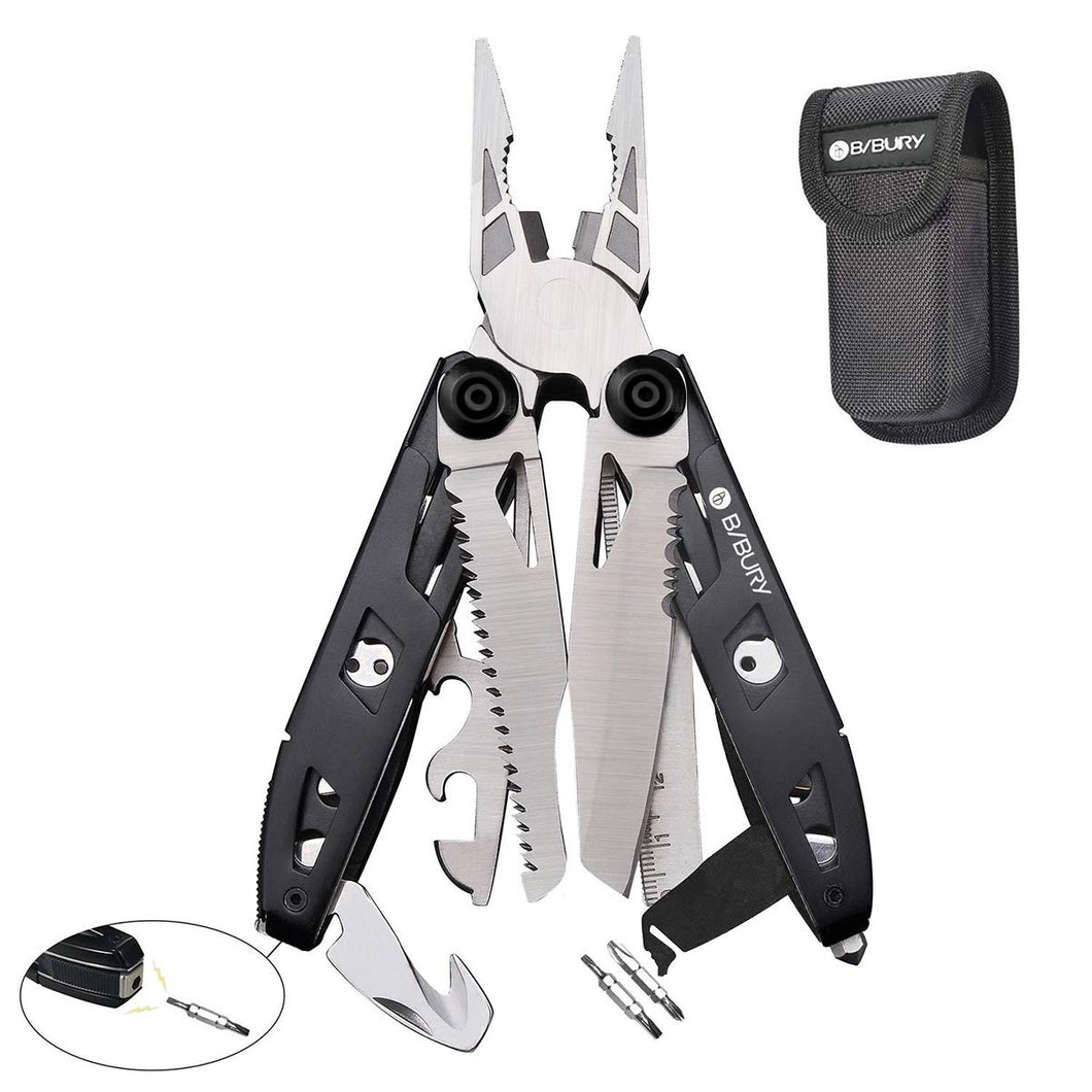 BIBURY Multitool Pliers, 18 in 1 Multi Tool with Safety Hammer
