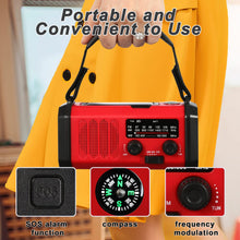 Load image into Gallery viewer, 10000mAh Crank Radio, Emergency Radio, Solar Radio, NOAA/AM/FM Weather Radio, USB Type-C Charging,
