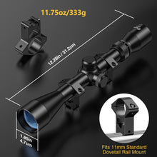 Load image into Gallery viewer, CVLIFE 3-9x40 Optics R4 Reticle Crosshair Scope with 20mm Free Mounts
