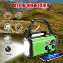 Load image into Gallery viewer, 10000mAh Crank Radio, Emergency Radio, Solar Radio, NOAA/AM/FM Weather Radio, USB Type-C Charging,
