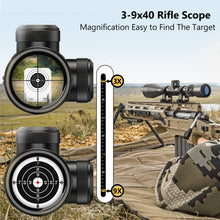 Load image into Gallery viewer, CVLIFE 3-9x40 Optics R4 Reticle Crosshair Scope with 20mm Free Mounts
