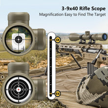 Load image into Gallery viewer, CVLIFE 3-9x40 Optics R4 Reticle Crosshair Scope with 20mm Free Mounts
