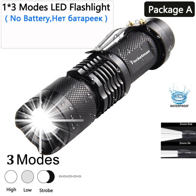 Waterproof Mini L2 LED Flashlight Battery Powered