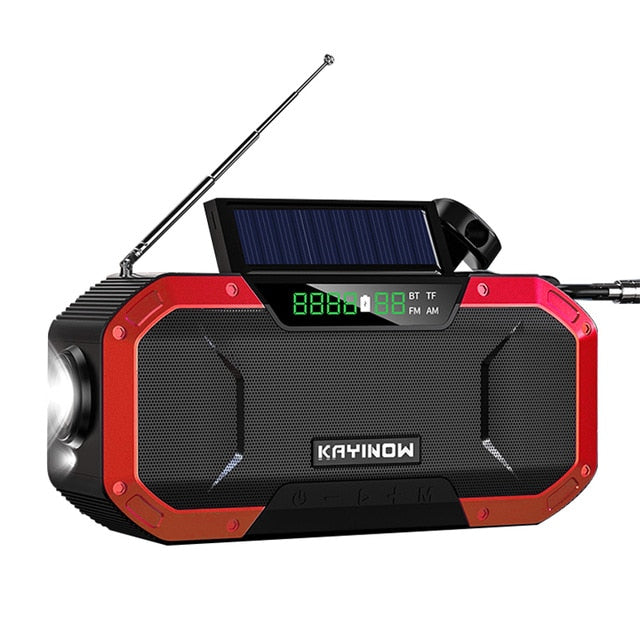 5000mAh IPX3 Waterproof Solar Power Emergency Radio with LED Flashlight
