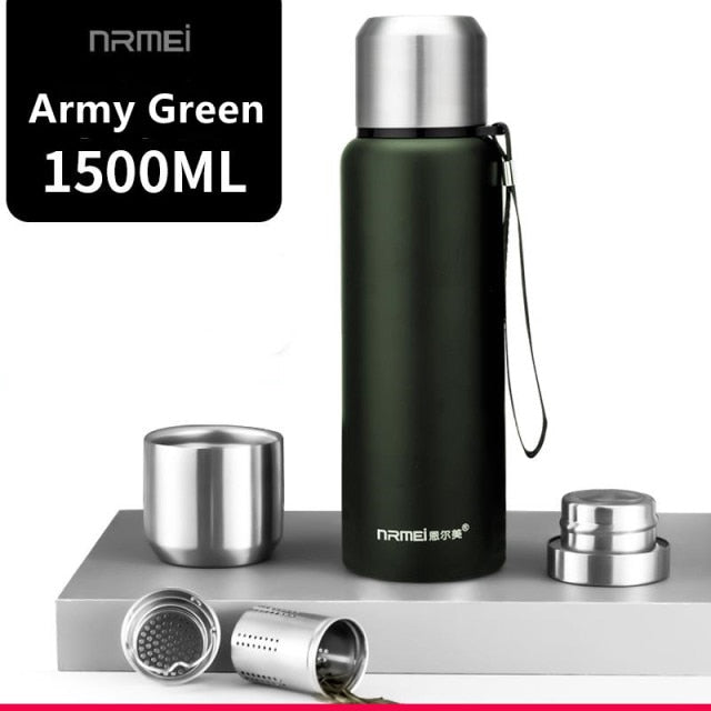 600/1000/1500ML Stainless Steel Vacuum Flask Insulated Water Bottle